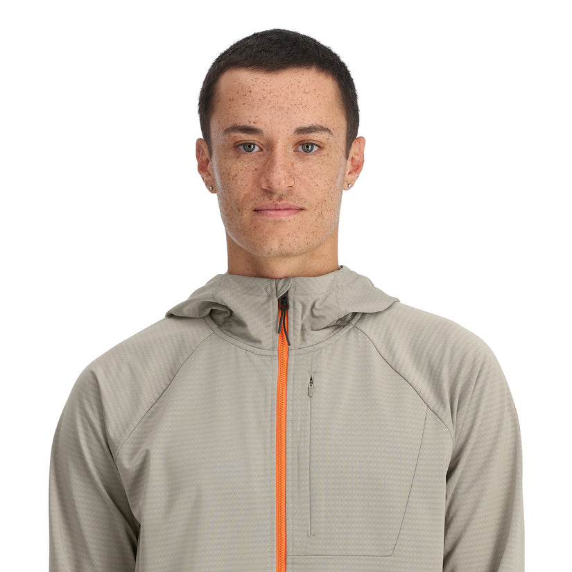 Mens Gridweb Tech Hoodie - Concrete
