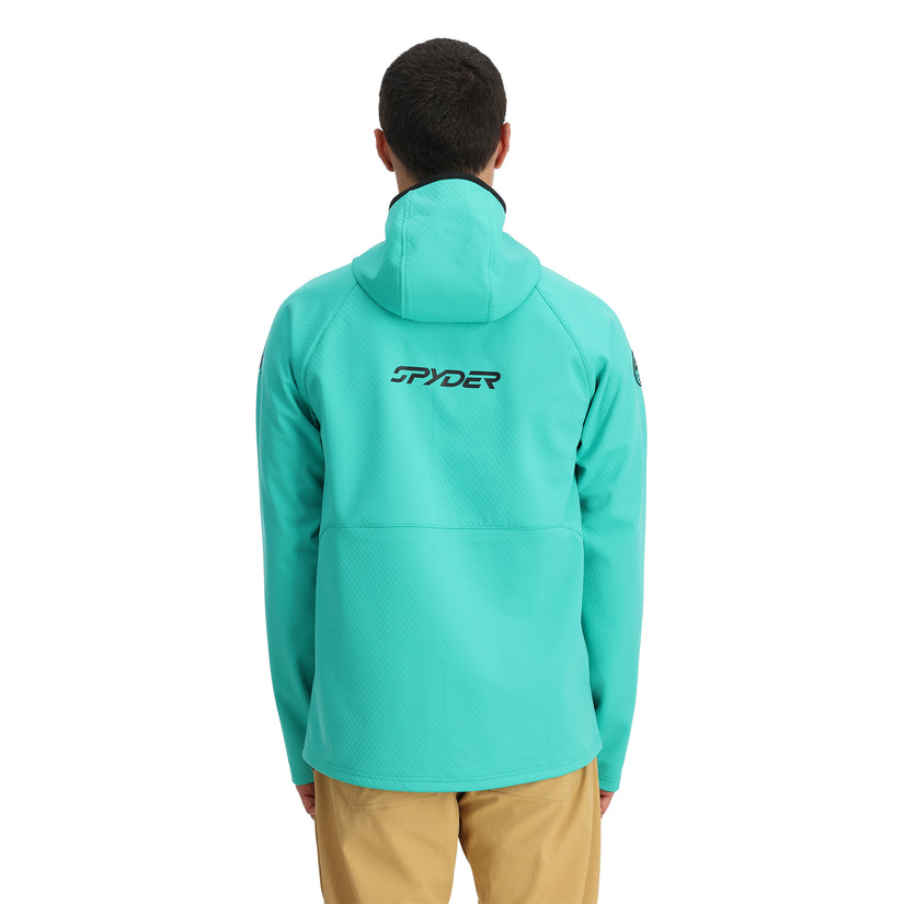 Mens Gridweb Tech Hoodie - Teal Green