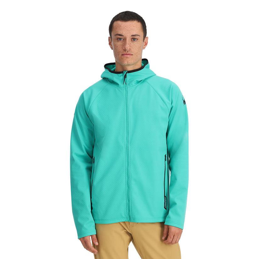 Mens Gridweb Tech Hoodie - Teal Green